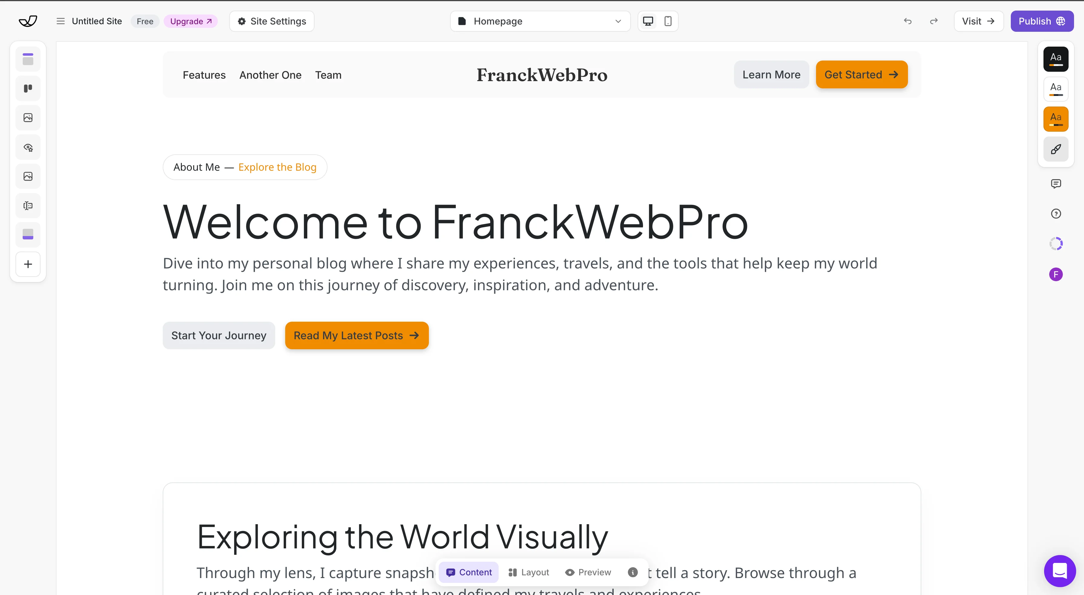 Umso dashboard or landing page image