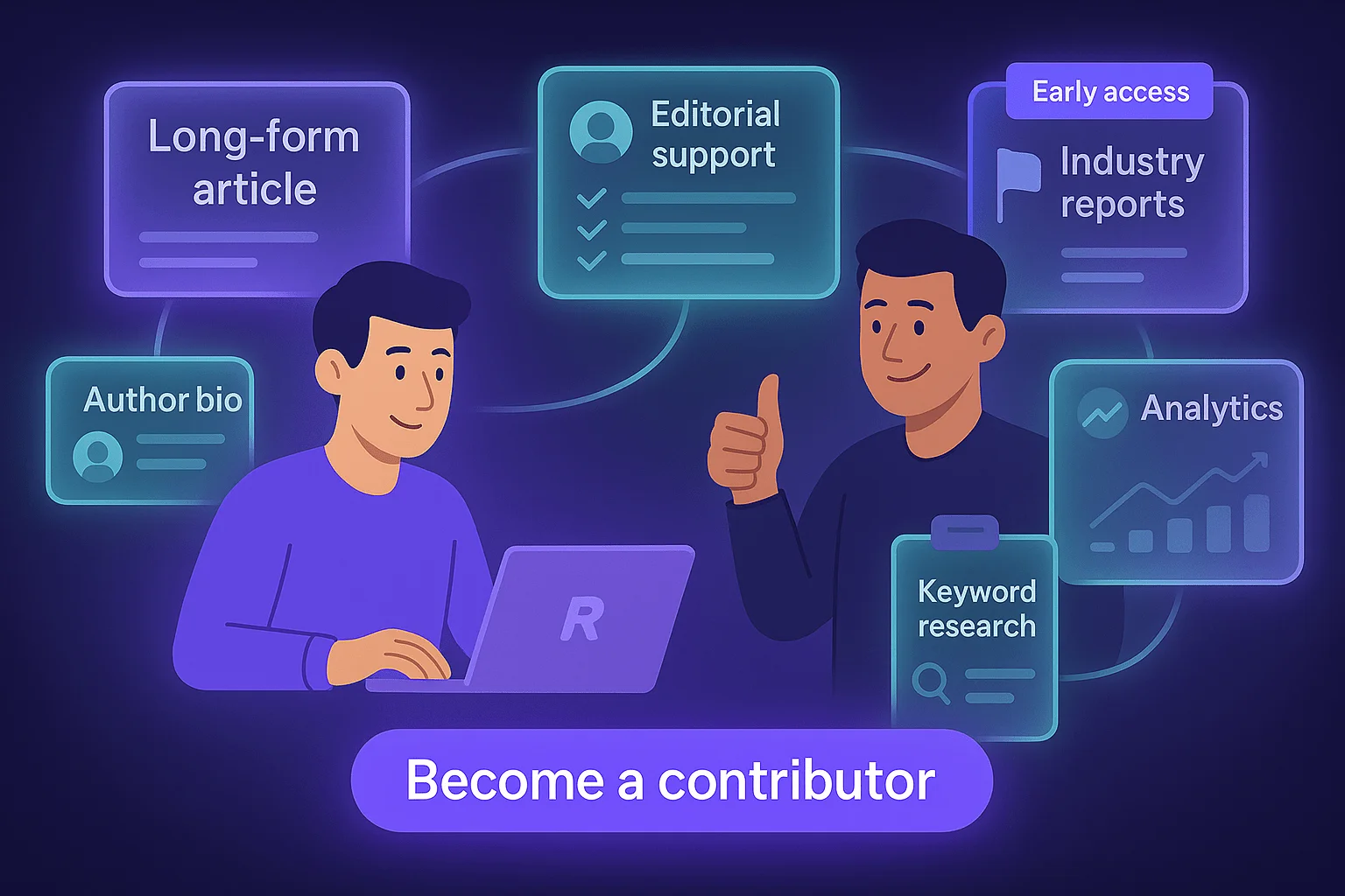 Illustration of content writing partnership